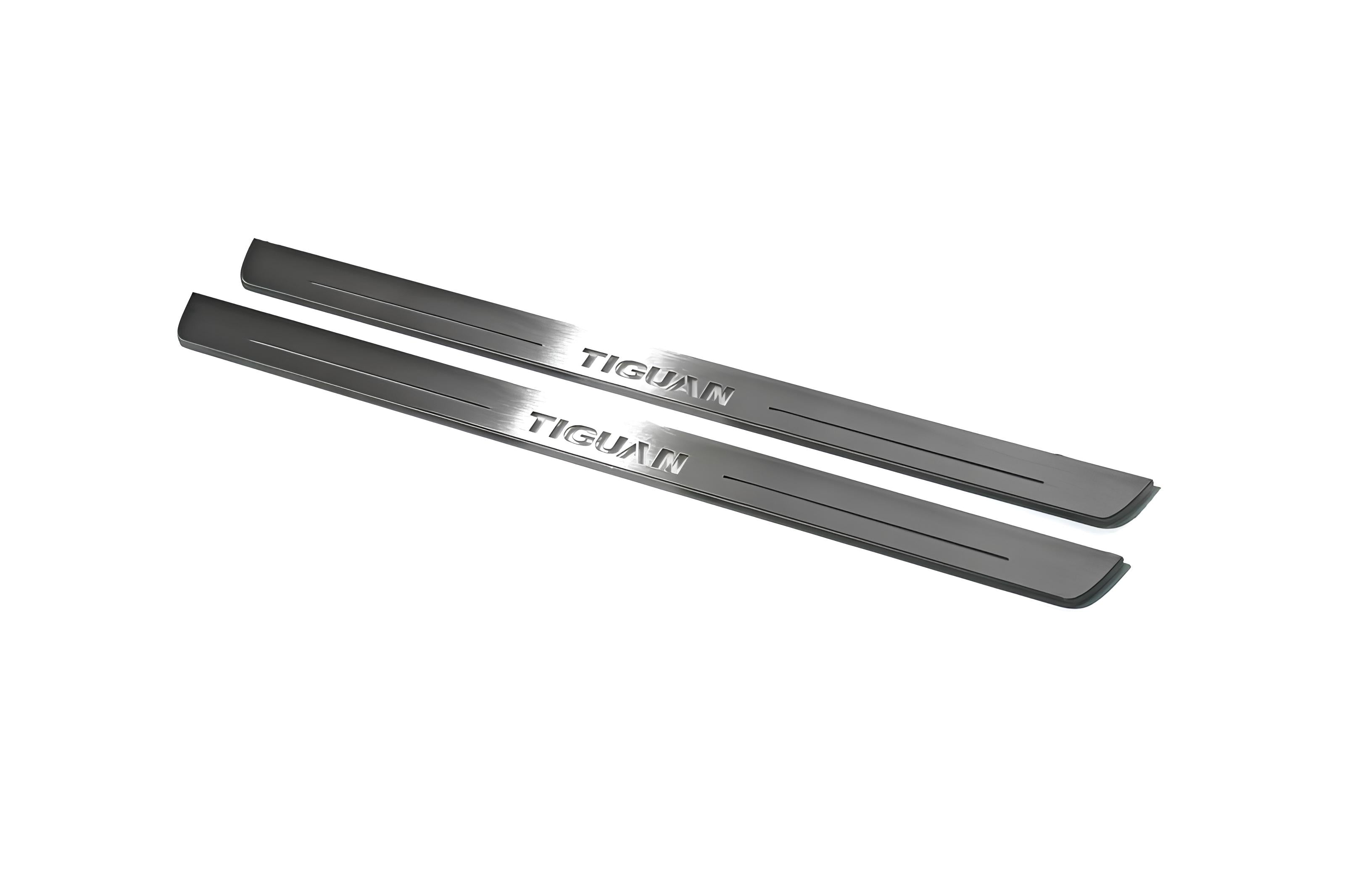 Illuminated LED Door Sill Tread Plates Volkswagen Tiguan I 2007-2016 With Tiguan Logo Volkswagen Led Door Sills opdesign
