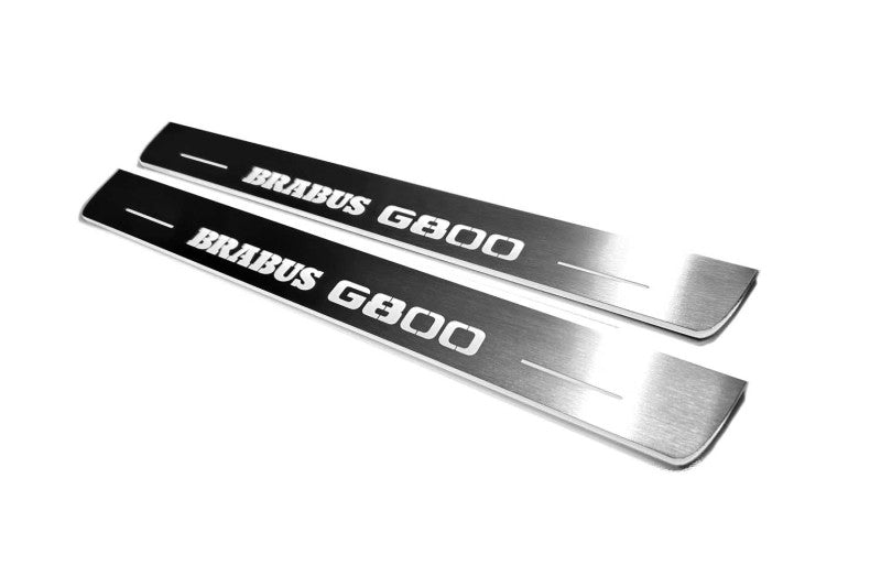 Mercedes G-Class W464 2018+ stainless steel LED door sill plates with Brabus G800 logo