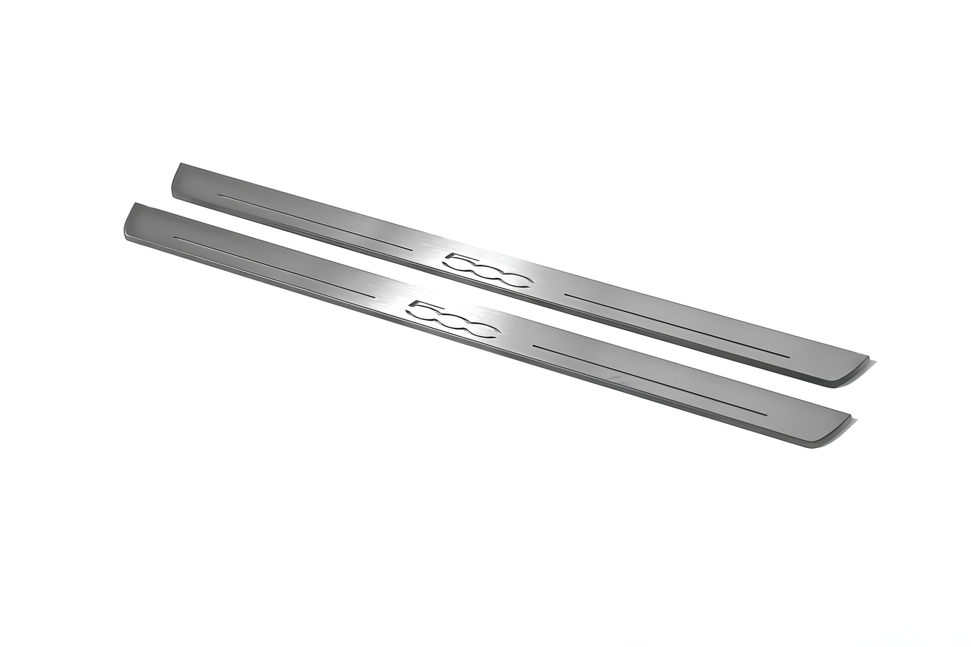 Illuminated LED Door Sill Tread Plates Fiat 500 2007+ With 500 Logo Fiat Led Door Sills opdesign