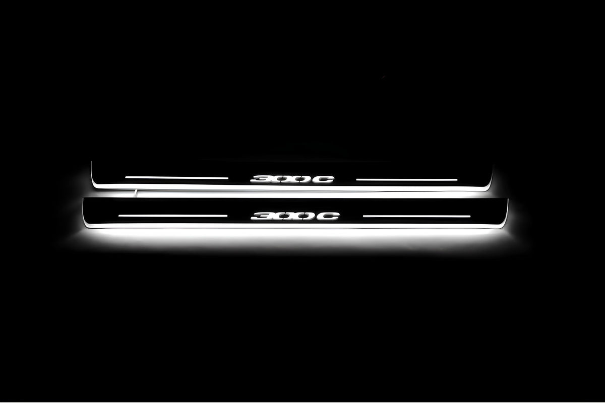 Chrysler 300C II LD 2011+ stainless steel illuminated entry guards with 300C logo