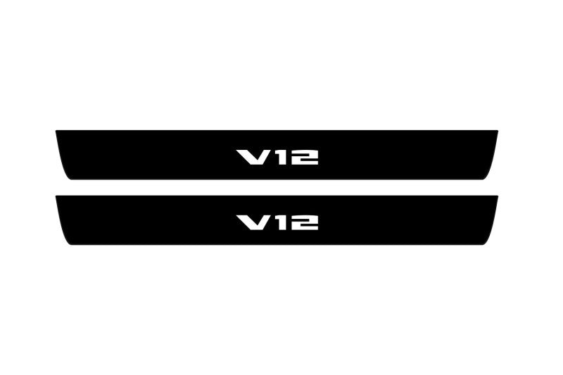 BMW 7 G11/G12 2015+ illuminated door sill protectors stainless steel with V12 logo