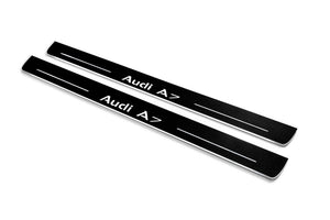 Audi A7 C7 2010-2018 LED Door Sills Illuminated Scuff Audi A7 Logo Stainless Steel Entry Guards Door Sills decoinfabric