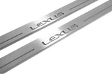 Lexus LX III 2008+ illuminated entry guards in stainless steel with Lexus logo
