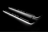 Infiniti G coupe 2008+ entry guards in stainless steel with Infiniti logo