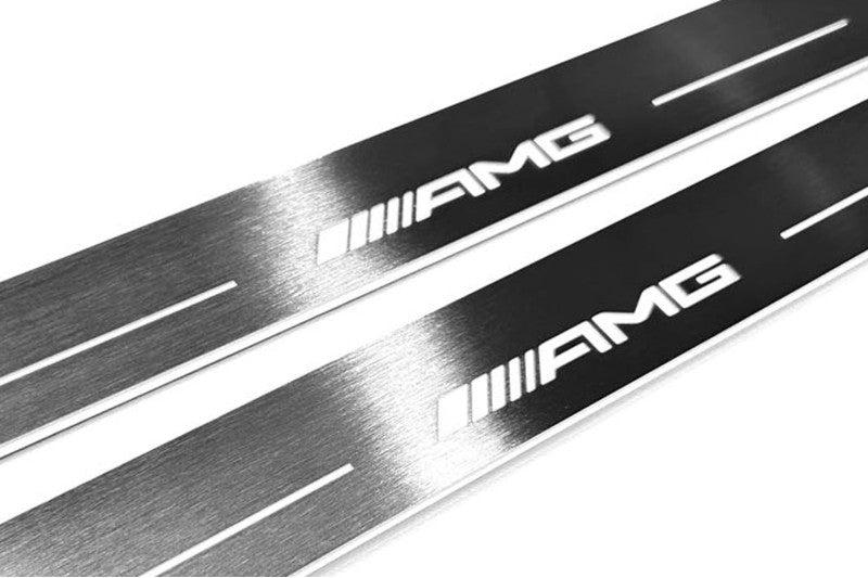 LED door sill plates Mercedes G-Class W464 2018+ stainless steel with AMG logo