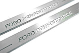 Ford Focus III 2011+ illuminated entry guards in stainless steel with Ford Perfomance logo