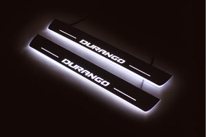Illuminated LED Door Sill Tread Plates Dodge Durango III 2011+ With Durango Logo Dodge Led Door Sills opdesign