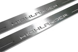 LED door sill plates for Toyota Highlander IV XU70 2019+ stainless steel with Highlander logo