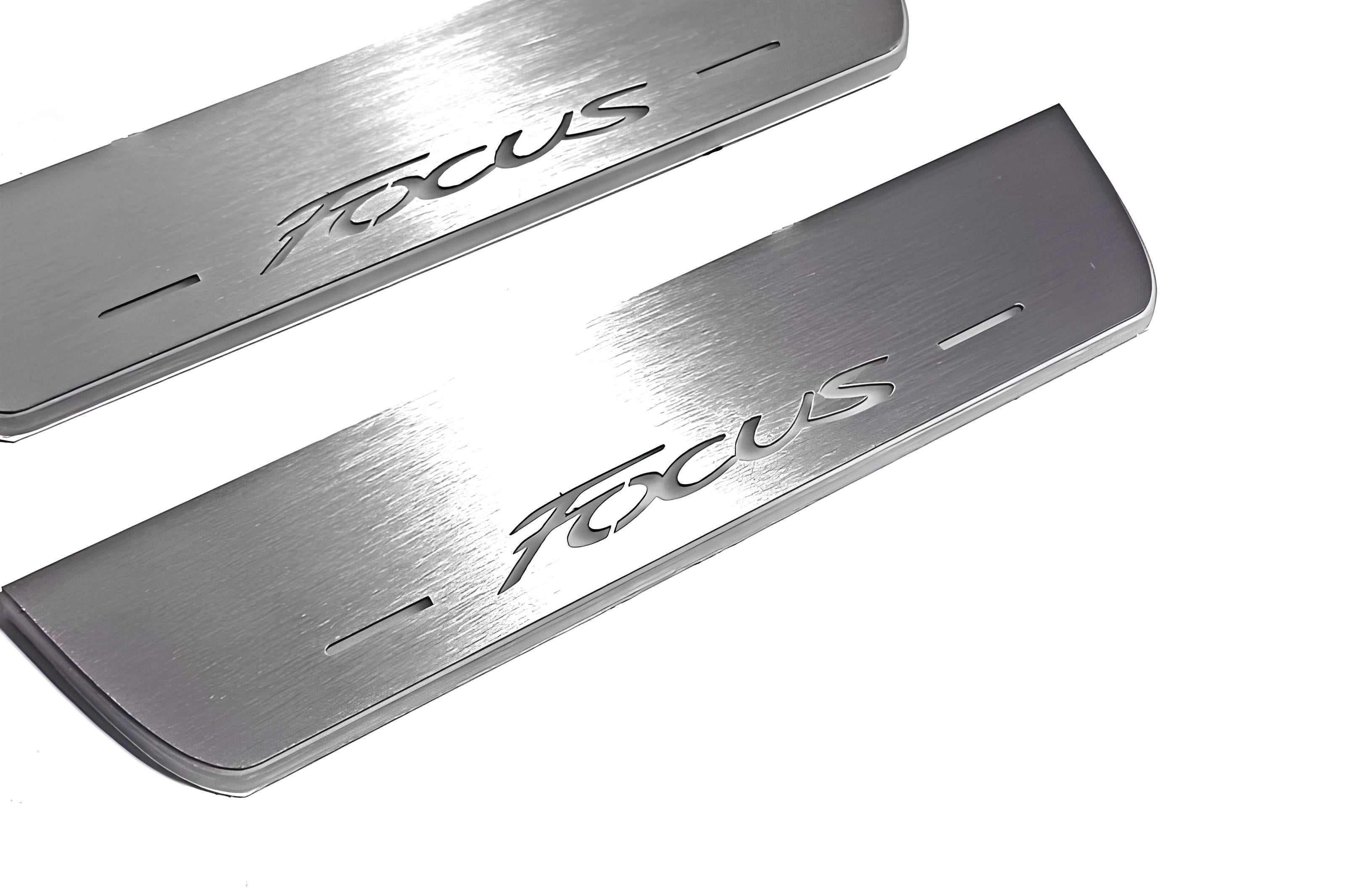 Illuminated LED Door Sill Tread Plates Ford Focus III 2011-2018 With Focus Logo Ford Led Door Sills opdesign