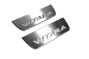 Illuminated LED Door Sill Tread Plates Suzuki Vitara 2015+ With Vitara Logo Suzuki Led Door Sills opdesign