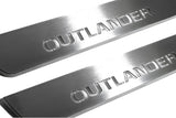 Mitsubishi Outlander IV 2021+ entry guards in stainless steel with Outlander logo