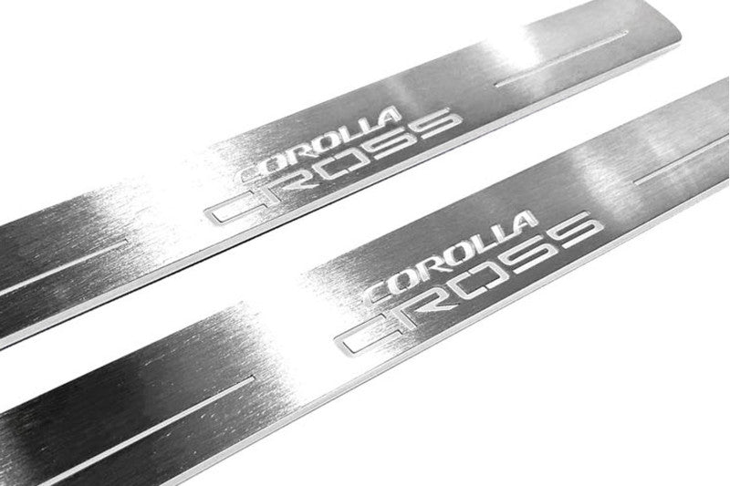 Toyota Corolla Cross Stainless LED Door Sills – Corolla Cross Logo