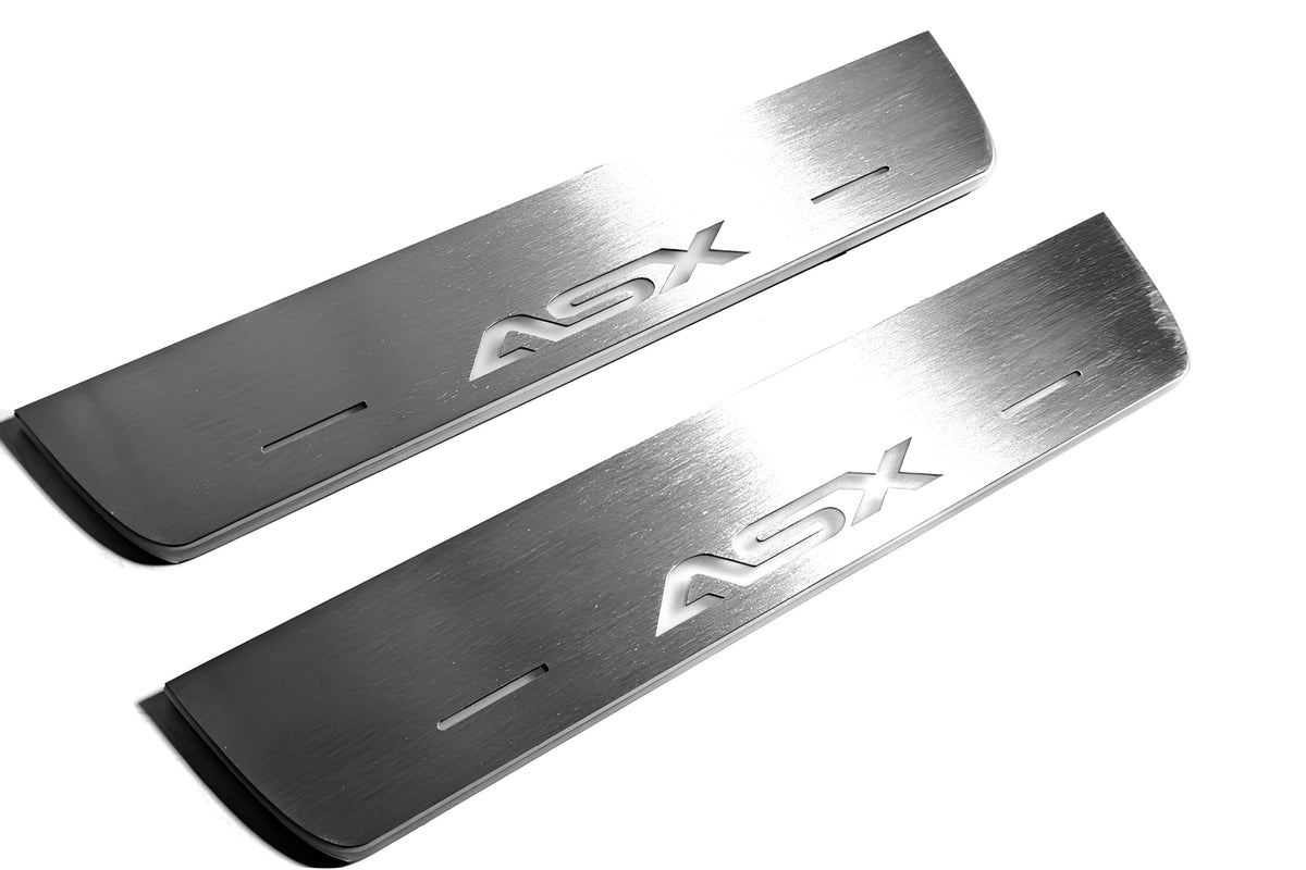 Mitsubishi ASX I 2010+ door sill plates in stainless steel with ASX logo