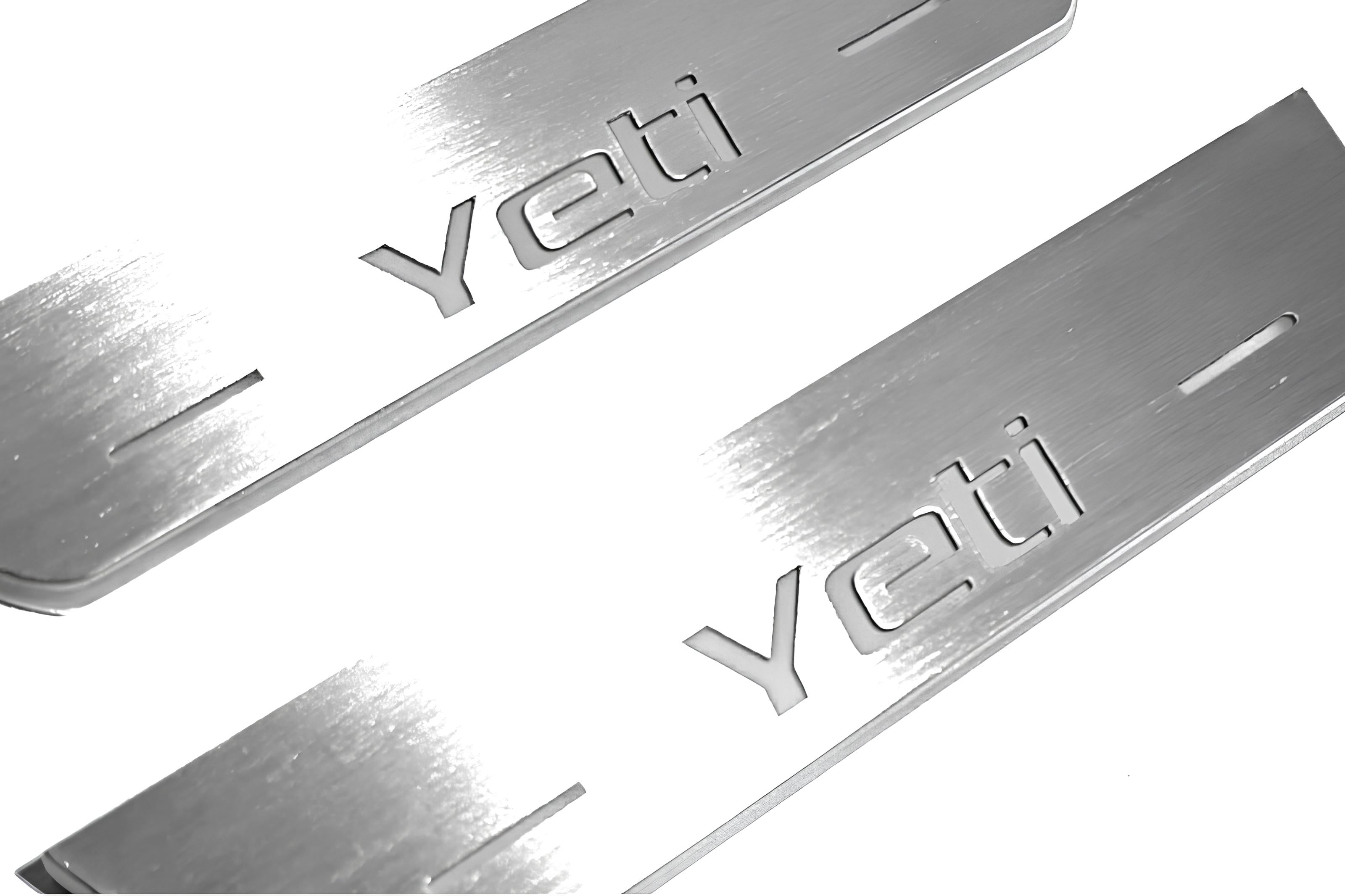Illuminated LED Door Sill Tread Plates Skoda Yeti 2009-2017 With Yeti Logo Skoda Led Door Sills opdesign