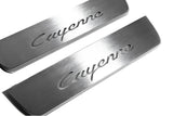 Porsche Cayenne Coupe 2019+ door sill plates in stainless steel with Cayenne logo