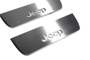 Illuminated LED Door Sill Tread Plates Jeep Grand Cherokee IV 2010-2021 With Jeep Logo Jeep Led Door Sills opdesign