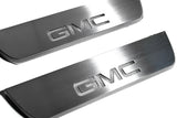 GMC Terrain II C1 2018+ stainless steel LED door sill plates with GMC DENALI logo