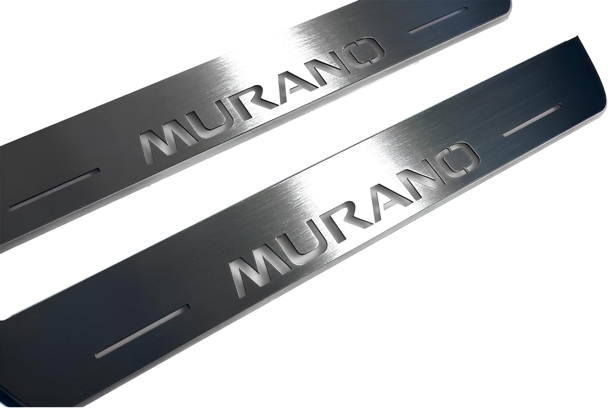 LED door sill plates Nissan Murano III 2014+ in stainless steel with Murano logo