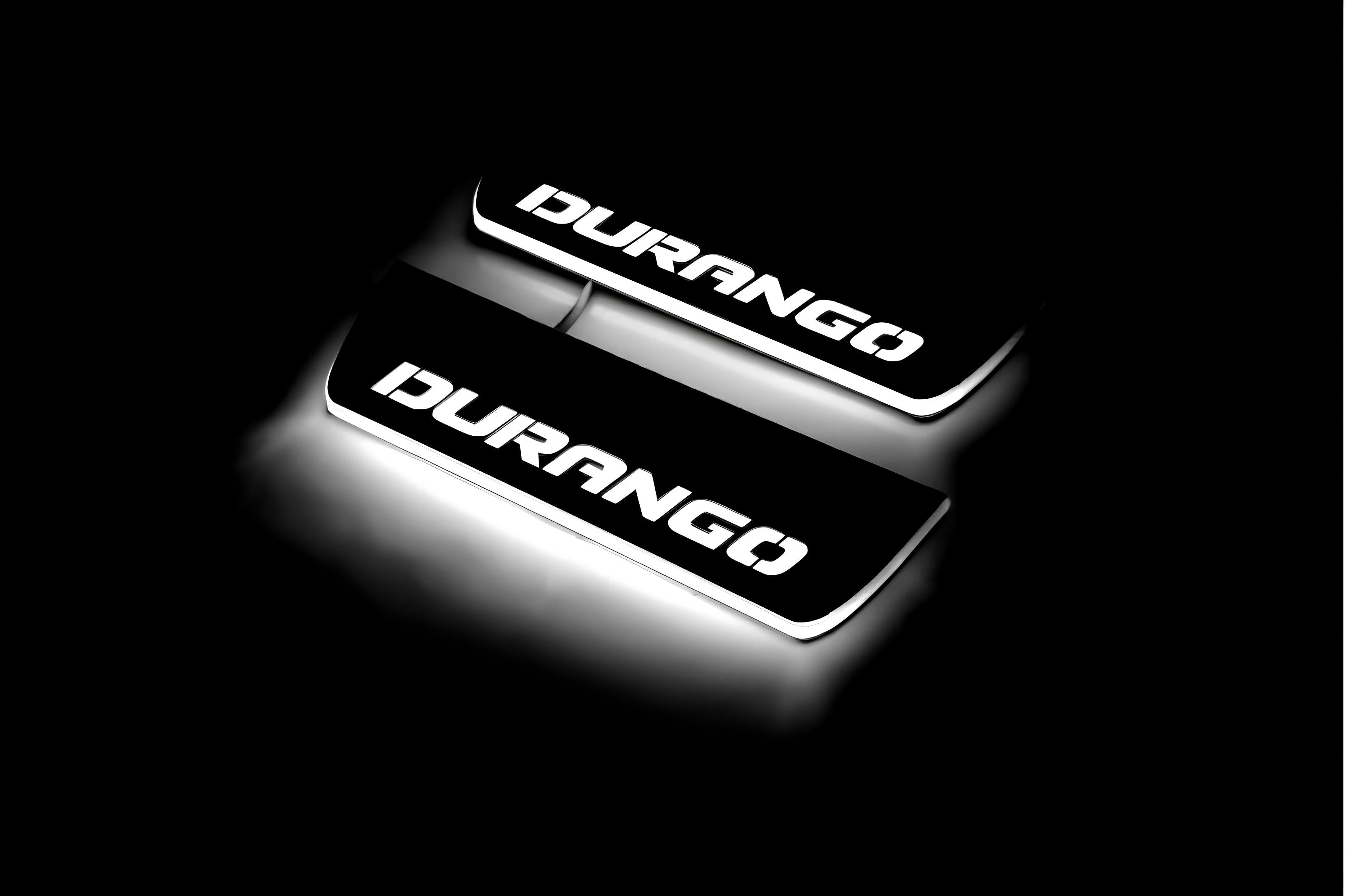 Illuminated LED Door Sill Tread Plates Dodge Durango III 2011+ With Durango Logo Dodge Led Door Sills opdesign