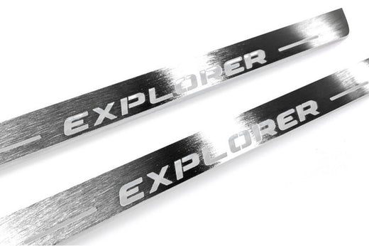 Ford Explorer U502 2010–2019 — Stainless Steel LED Door Sills — Explorer Logo