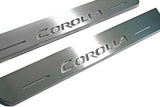 Toyota Corolla XI 2013+ LED door sill plates stainless steel with Corolla logo