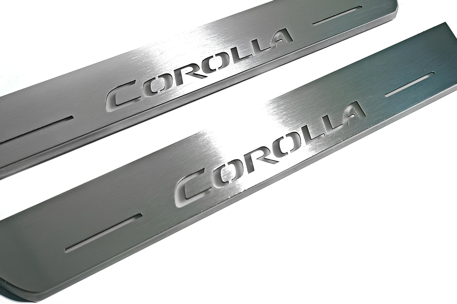 Toyota Corolla XI 2013+ LED door sill plates stainless steel with Corolla logo