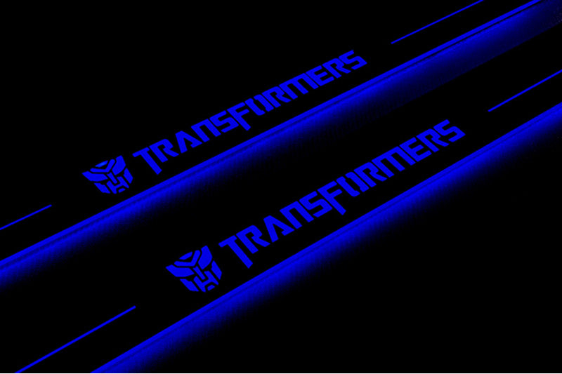 Chevrolet Camaro V E37 2009+ stainless steel LED door sill plates with Transformers logo
