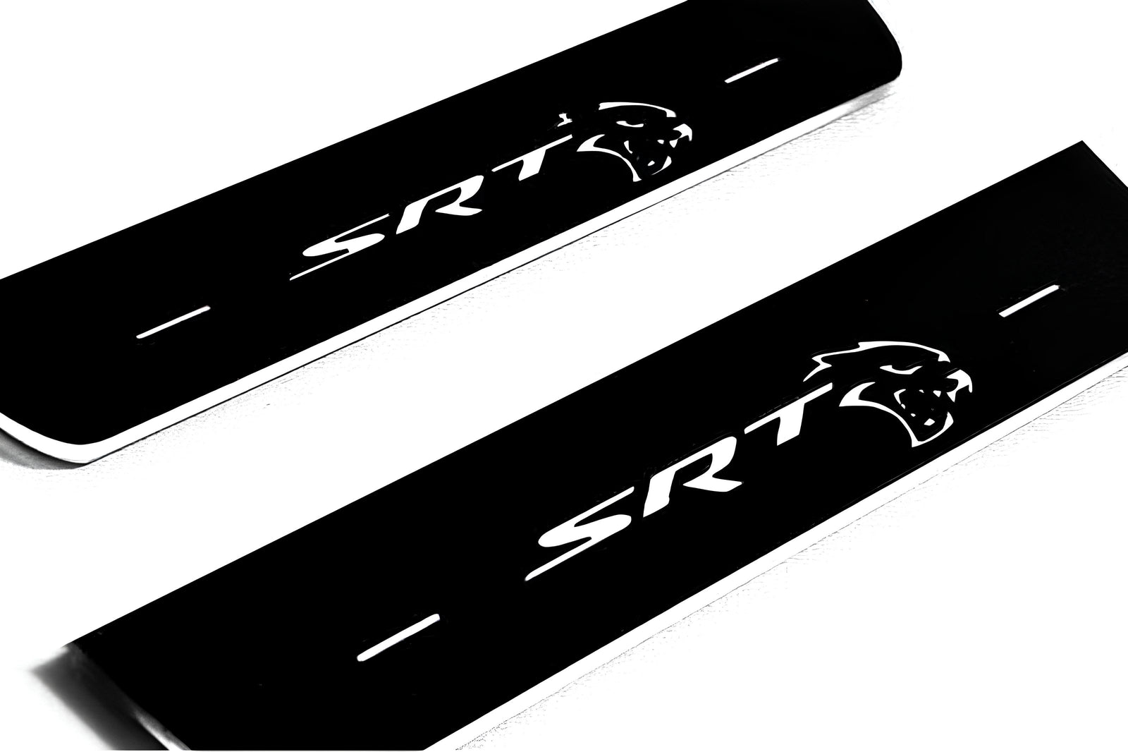 Chrysler 300C II LD 2011+ stainless steel LED door sill plates with SRT HELLCAT logo