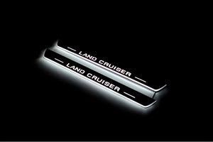 Illuminated LED Door Sill Tread Plates Toyota LC 200 2007-2021 With Land Cruiser Logo (type 1) Toyota Led Door Sills opdesign