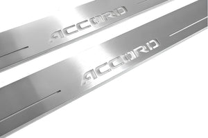 Illuminated LED Door Sill Tread Plates Honda Accord X 2018-2023 With Accord Logo Honda Led Door Sills opdesign