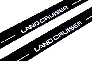 Illuminated LED Door Sill Tread Plates Toyota Prado 250 2023+ With Land Cruiser Logo Toyota Led Door Sills opdesign