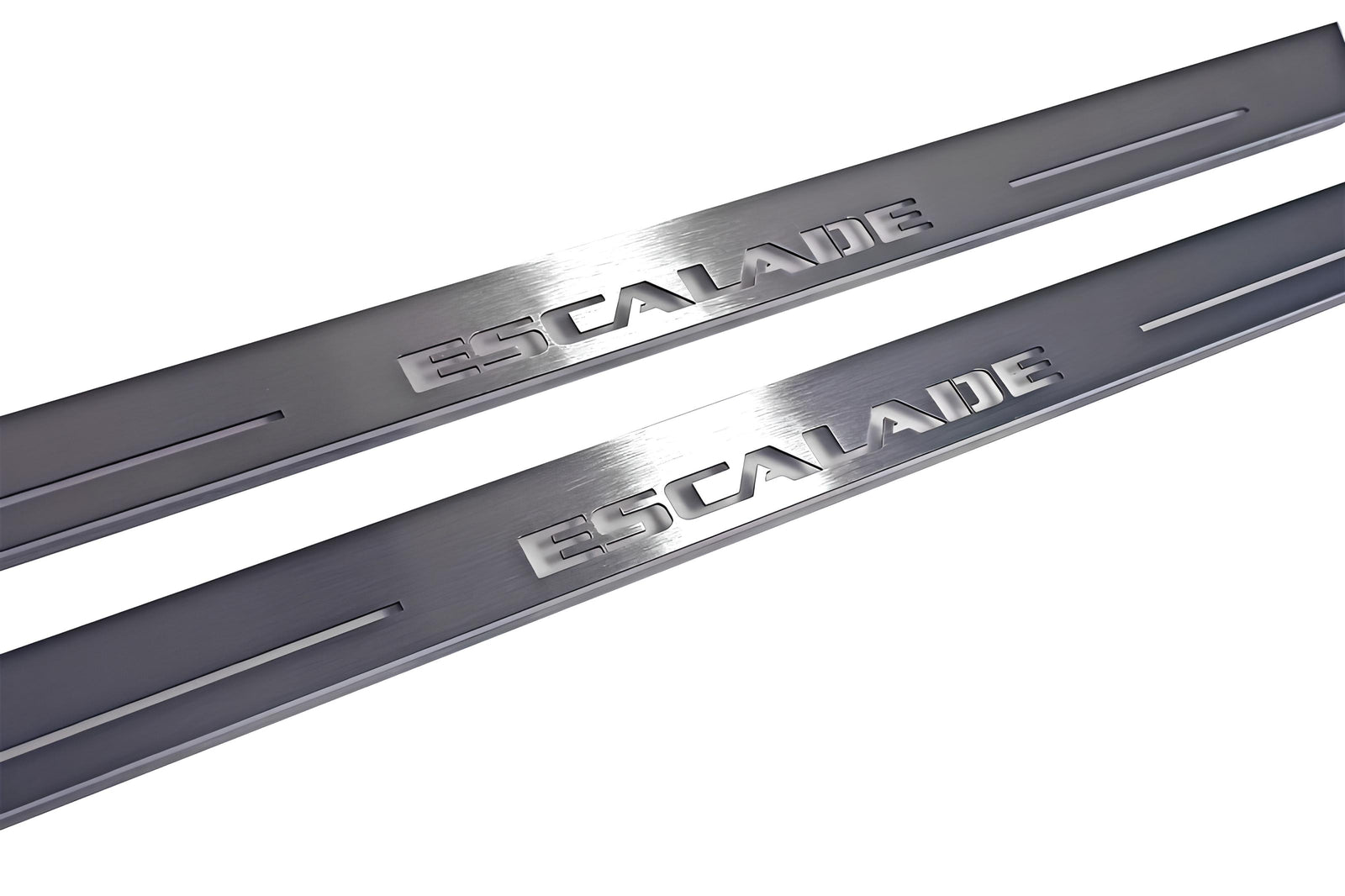Cadillac Escalade IV 2014+ stainless steel LED door sill plates with Escalade logo