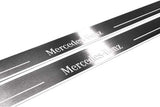 Mercedes CLK W209 2001+ stainless steel LED door sill plates with Mercedes-Benz logo
