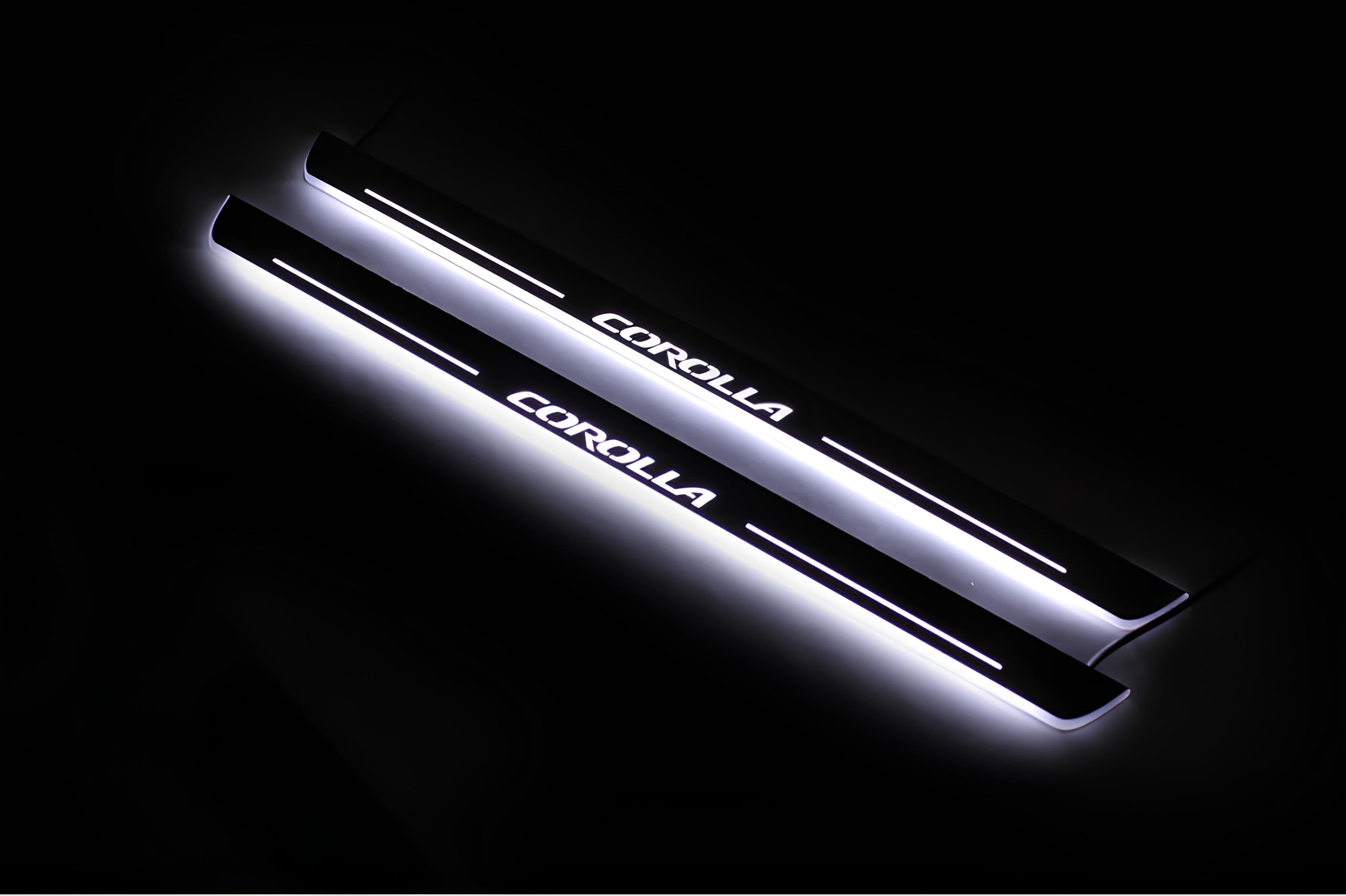 Toyota Corolla XI 2013-2019 LED Door Sills Illuminated Scuff Corolla Logo Stainless Steel Entry Guards Door Sills opdesign