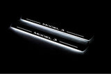 Tesla Model 3 2017+ LED door sill plates in stainless steel with Model 3 logo