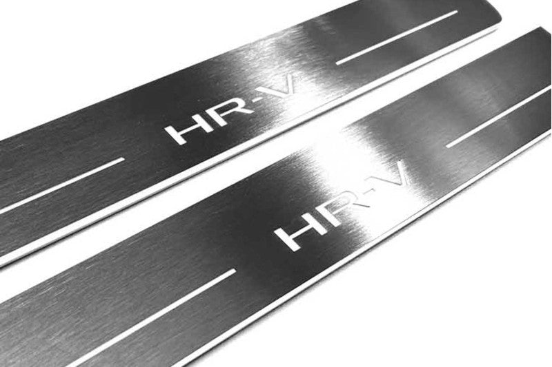 stainless steel LED door sill plates with Honda HR-V III 2021+ with HR-V logo