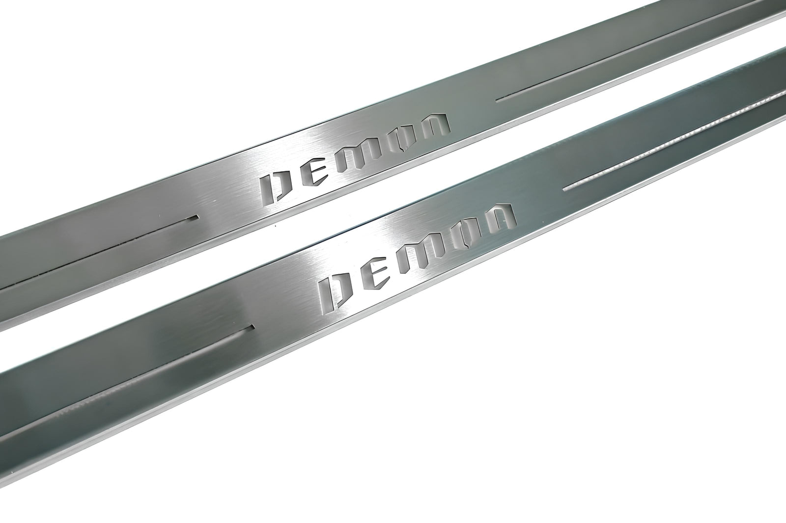 Dodge Challenger 2008+ LED door sill plates stainless steel with DEMON logo