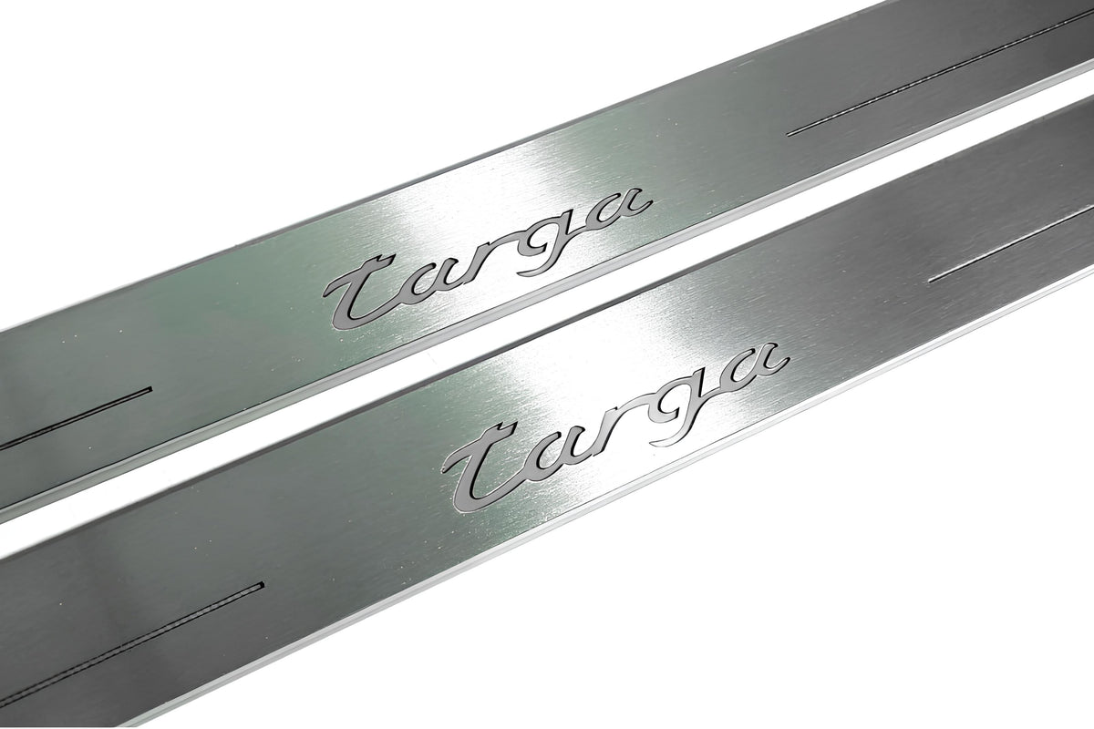 stainless steel LED door sill plates with Porsche 911 (996) 1997+ with Targa logo