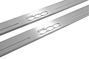 Illuminated LED Door Sill Tread Plates Fiat 500 2007+ With 500 Logo Fiat Led Door Sills opdesign