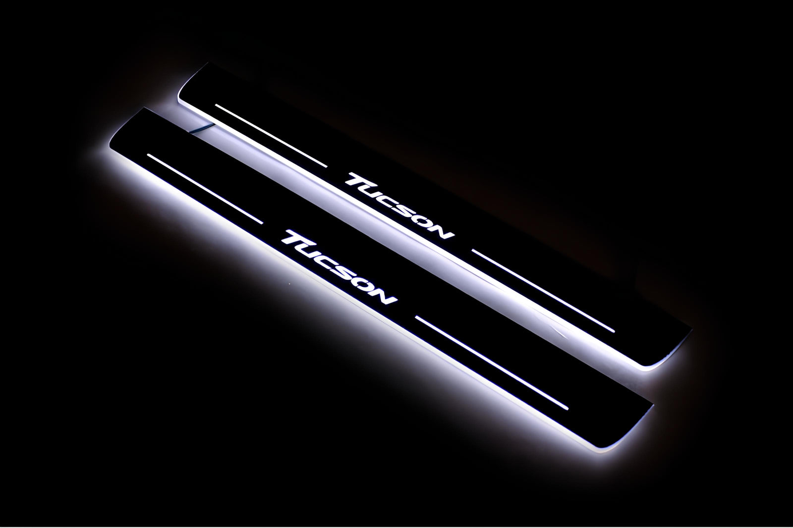 Hyundai Tucson II 2015+ door sill plates in stainless steel with Tucson logo