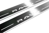 LED door sill plates Toyota Rav4 VI XA60 2025-2026 in stainless steel with Rav4 logo
