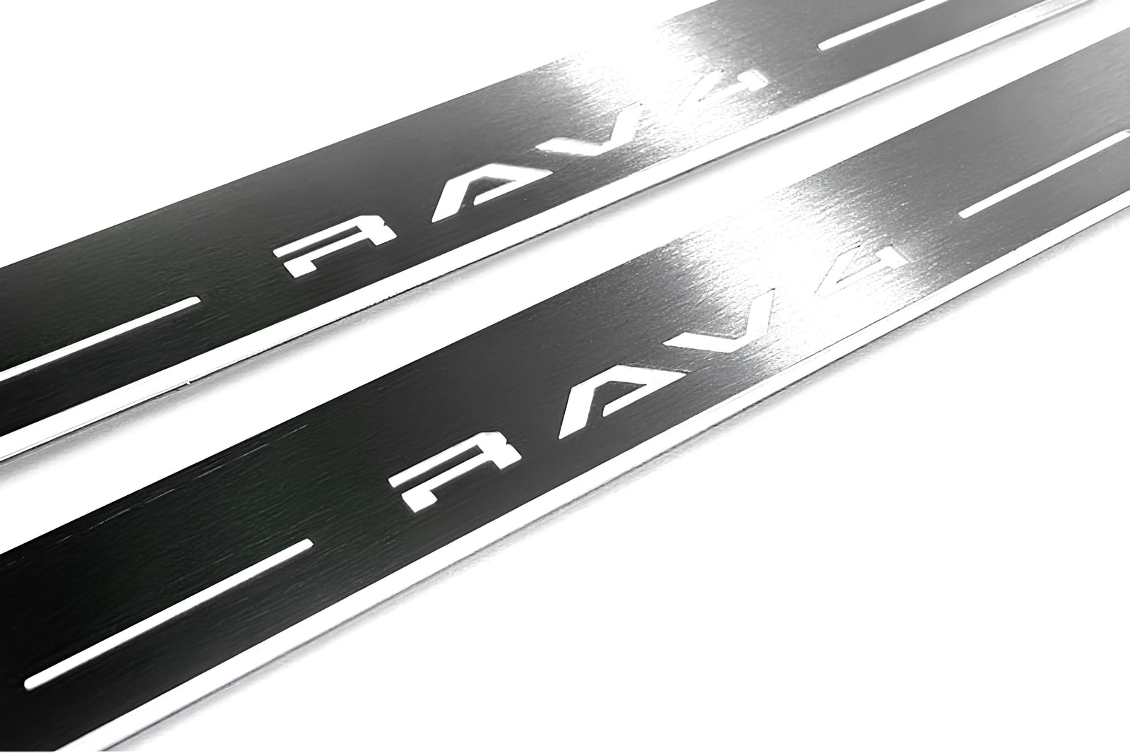 LED door sill plates Toyota Rav4 VI XA60 2025-2026 in stainless steel with Rav4 logo