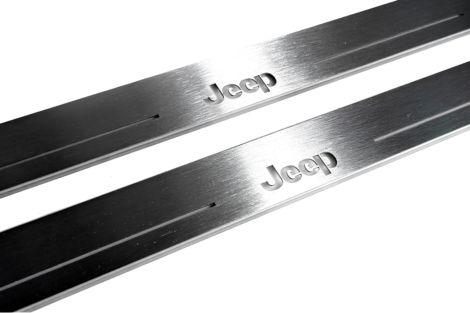 Jeep Cherokee KL 2014+ stainless steel illuminated entry guards with Jeep logo