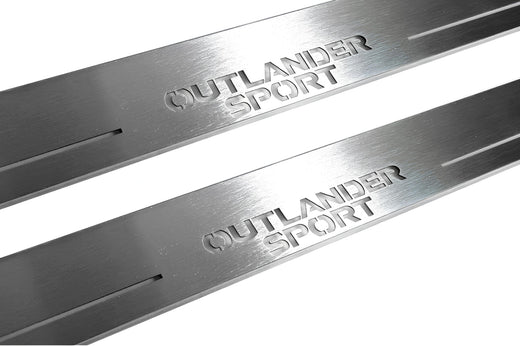 Mitsubishi Outlander Sport GA 2010–Present — Stainless LED Door Sills — Outlander Sport Logo