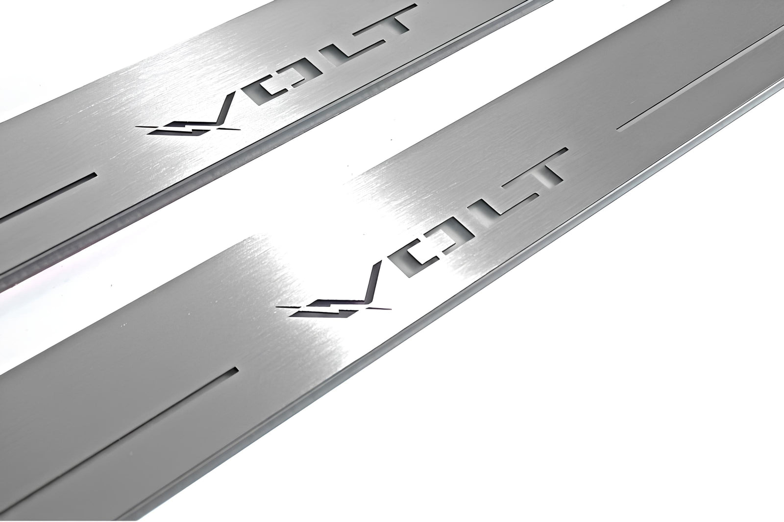 LED door sill plates Chevrolet Volt I 2010+ in stainless steel with Volt logo