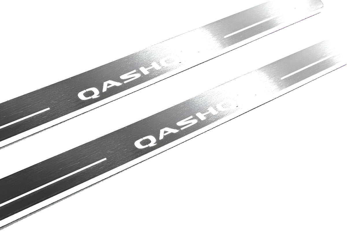 Nissan Qashqai III J12 2021+ stainless steel LED door sill plates with Qashqai logo