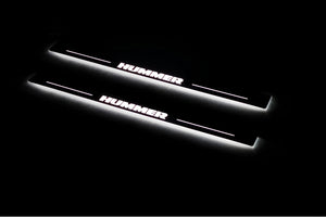 Illuminated LED Door Sill Tread Plates Hummer H2 2002-2009 With Hummer Logo Hummer Led Door Sills opdesign