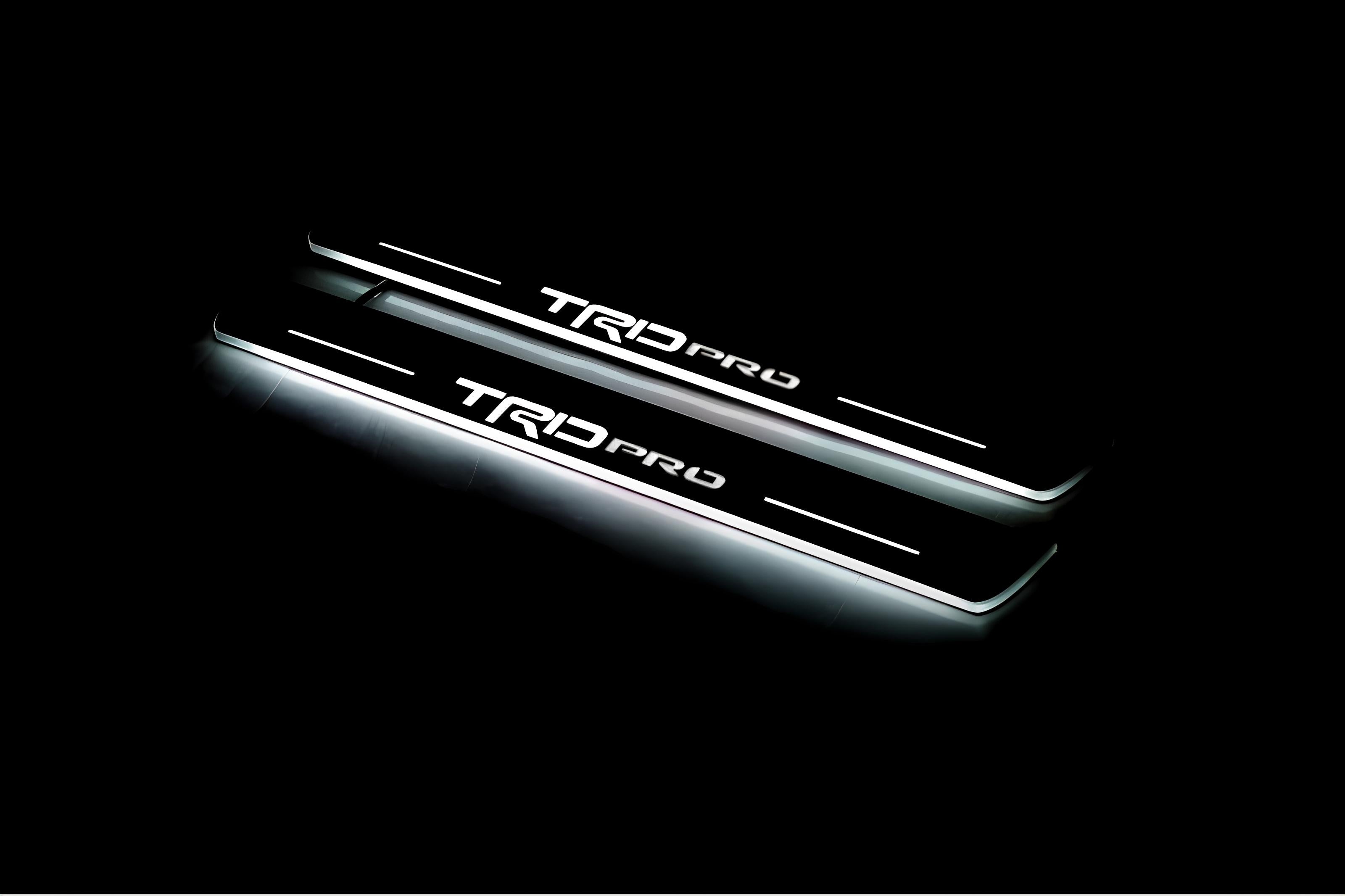 Illuminated LED Door Sill Tread Plates Toyota Tacoma III 2016-2024 With TRD pro Logo Toyota Led Door Sills opdesign