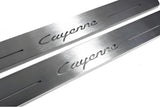 stainless steel LED door sill plates with Porsche Cayenne Coupe 2019+ with Cayenne logo