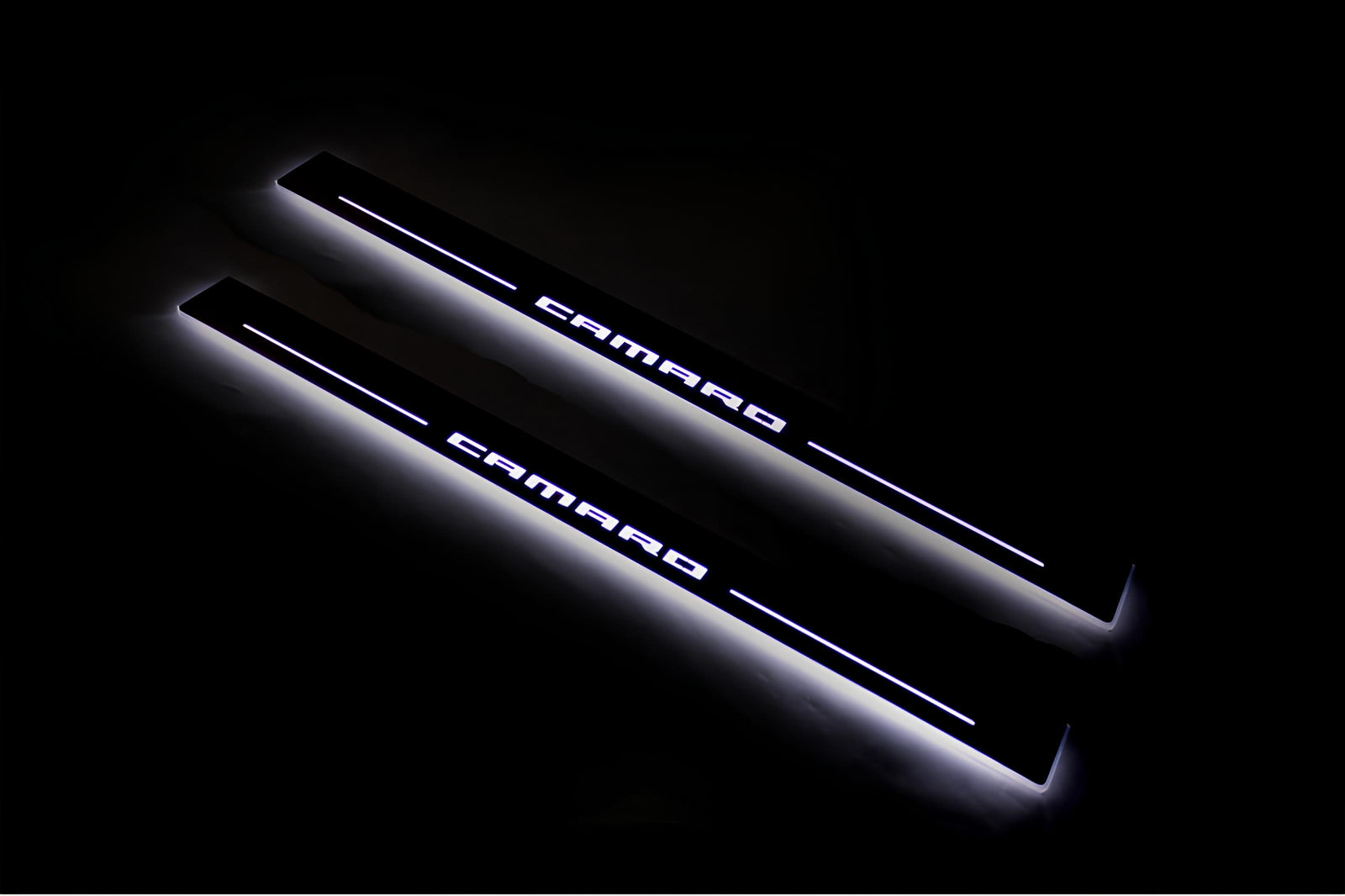 LED door sill plates stainless steel Chevrolet Camaro VI 2016+ with Camaro logo